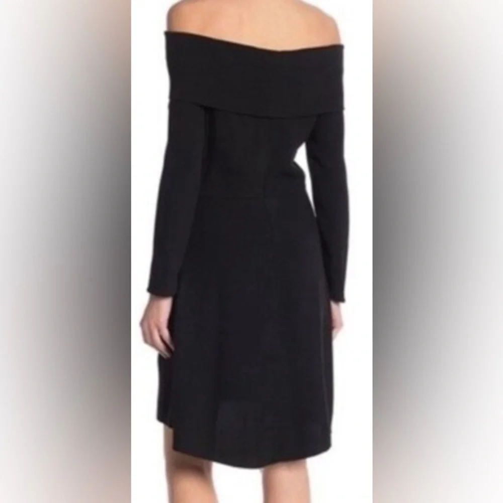 NWT Theory Kensington Elegant Black Mini Off-Shoulder Dress NWT Size 6 - Picture 4 of 7